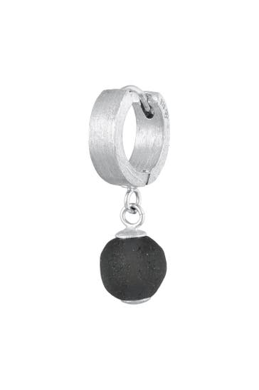 KUZZOI Ohrringe Herren Single Creole mit Glasperle 925 Silber