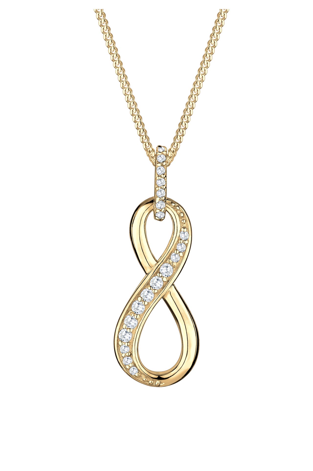 ELLI Kette Infinity Love Symbol Zirkonia 925 Silber Gold, Bild 1