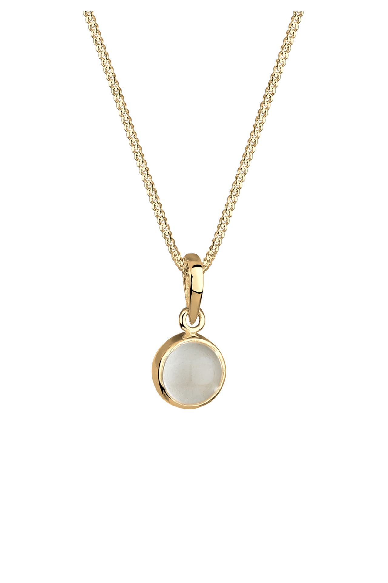 ELLI Kette Klassik Mondstein Edelstein Rund Natur 925 Silber Gold, Bild 1