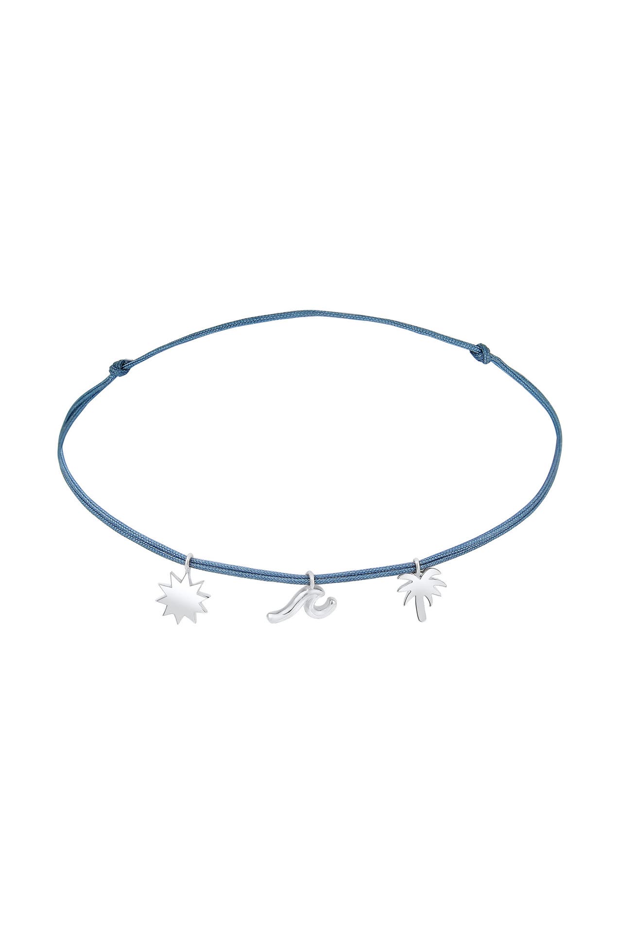 ELLI Fusskettchen Palme Beach Boho Strand Nylon Bändchen 925 Sterling Silber Silber, Bild 1