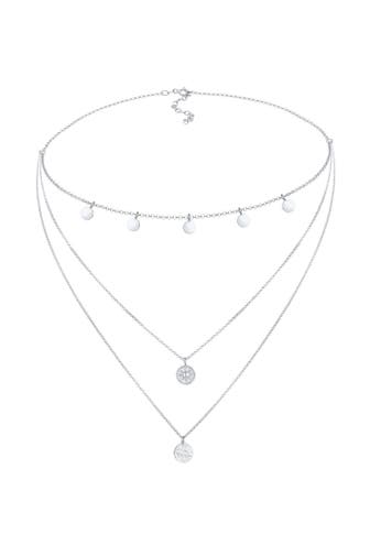 ELLI Kette Kreis Rund Coin Layer Organic Vintage 925 Silber Silber