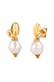 Ohrringe Ohrstecker Blume Synthetische Perle Weiß 925 Sterling Silber vergoldet Gold