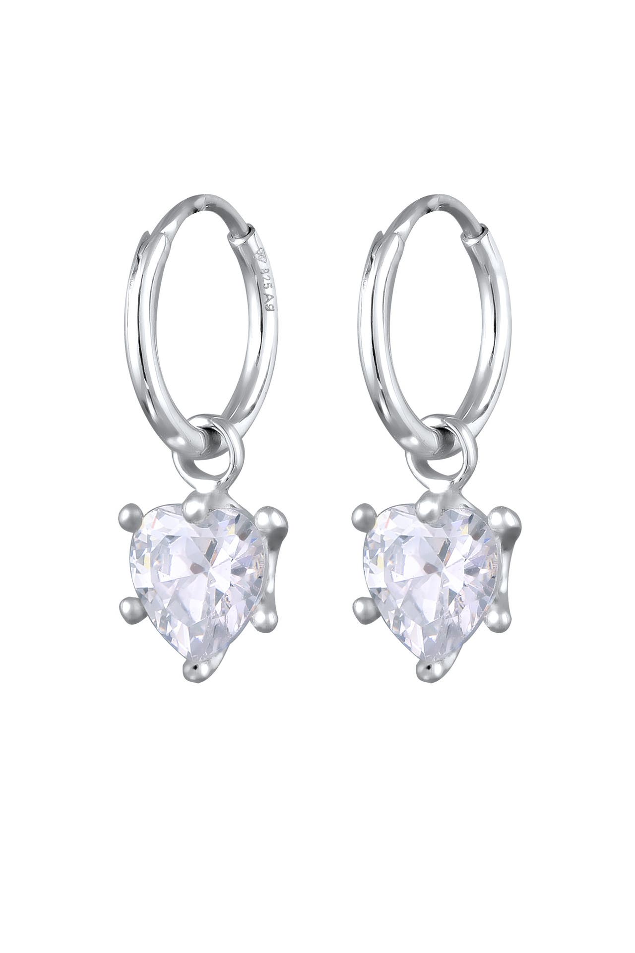 ELLI Ohrringe Creolen Herz Zirkonia Weiß 925 Sterling Silber Silber, Bild 1
