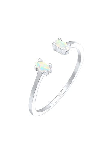 ELLI Ring mit Opal Oval Offen Verstellbar 925 Silber Silber