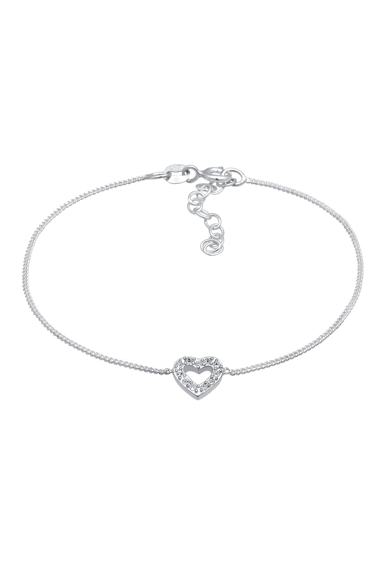 ELLI Armband Herz Romantik Weiß 925 Sterling Silber, mit Kristallen von Swarovski® Silber, Bild 1