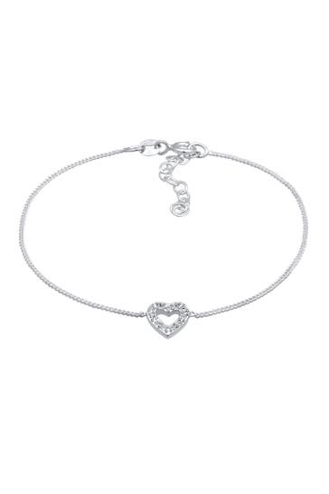 ELLI Armband Herz Romantik Weiß 925 Sterling Silber, mit Kristallen von Swarovski® Silber
