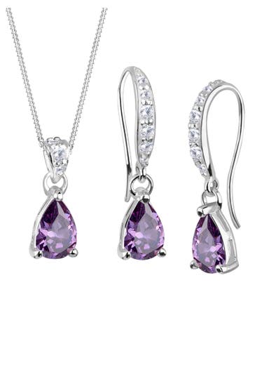ELLI Schmuckset Ohrhänger und Anhänger mit Zirkonia 925 Sterling Silber Violett