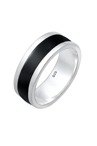 KUZZOI Ring Basic Geo Emaille 925 Silber zweifarbig