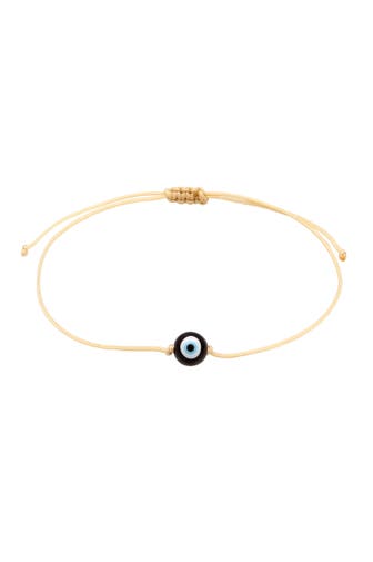 KUZZOI Armband Nylon Textilarmband Evil Eye Glas Bead Beige