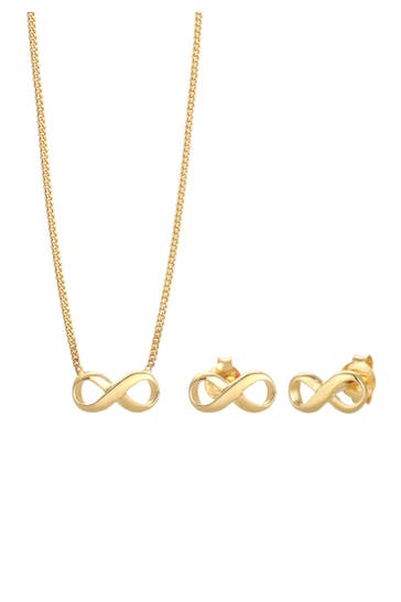 ELLI Schmuckset Infinity Symbol Unendlichkeit 925 Silber, mit Kristallen von Swarovski® Gold