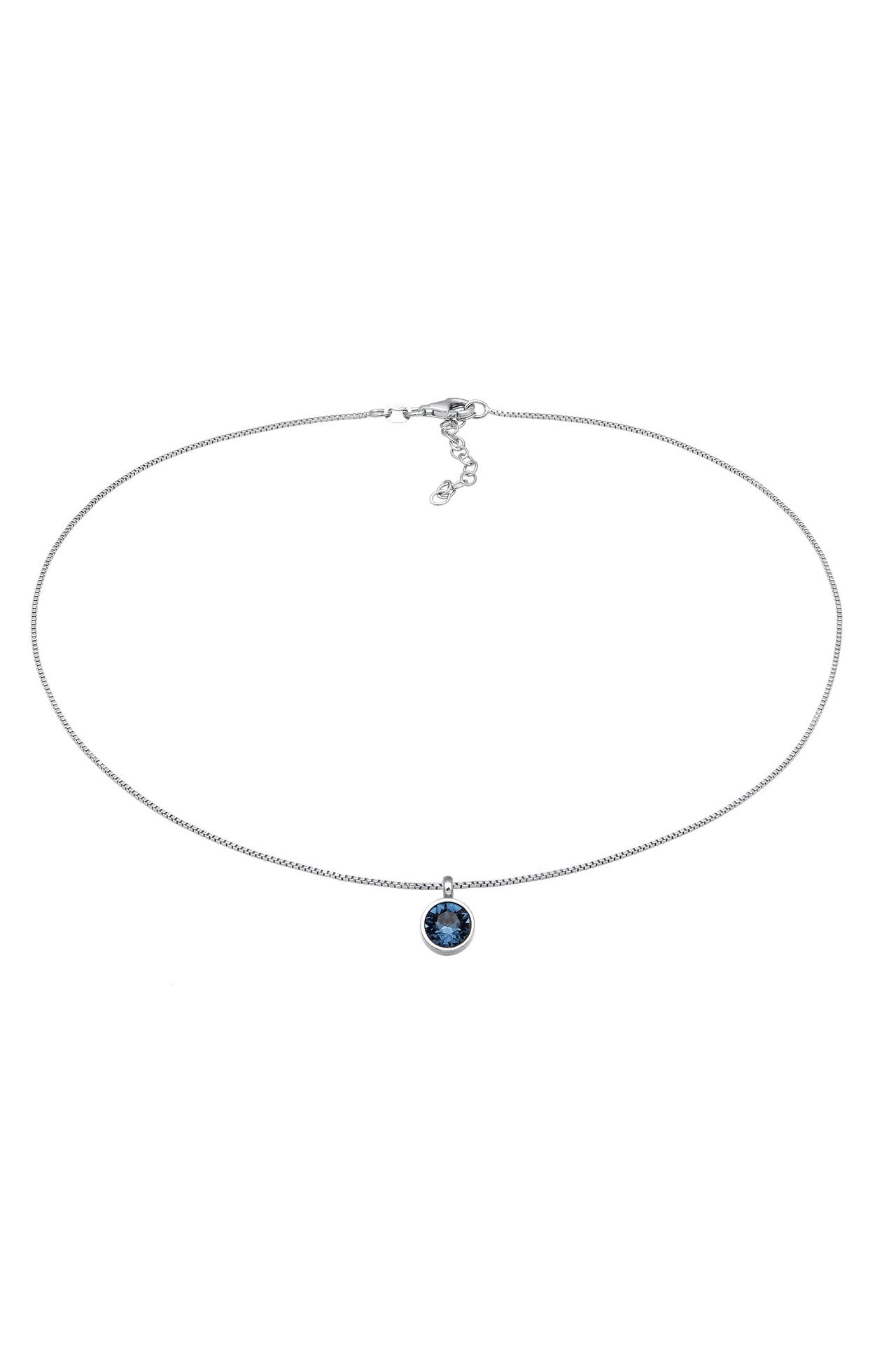 ELLI Kette Solitär Venezianerkette 925 Silber, mit Kristallen von Swarovski® Blau, Bild 1