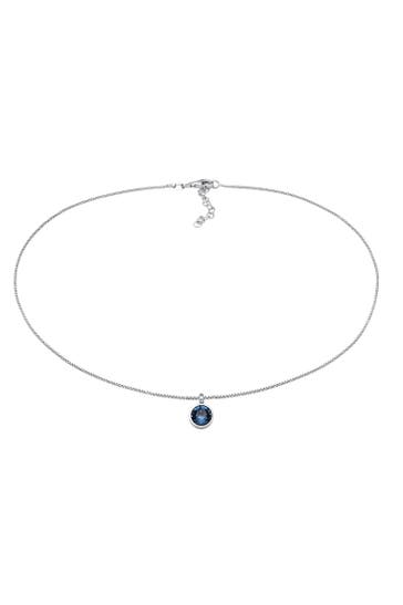 ELLI Kette Solitär Venezianerkette 925 Silber, mit Kristallen von Swarovski® Blau
