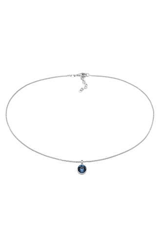 ELLI Kette Solitär Venezianerkette 925 Silber, mit Kristallen von Swarovski® Blau