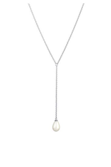 NENALINA Kette Y-Kette Muschelkernperle 925 Silber Silber