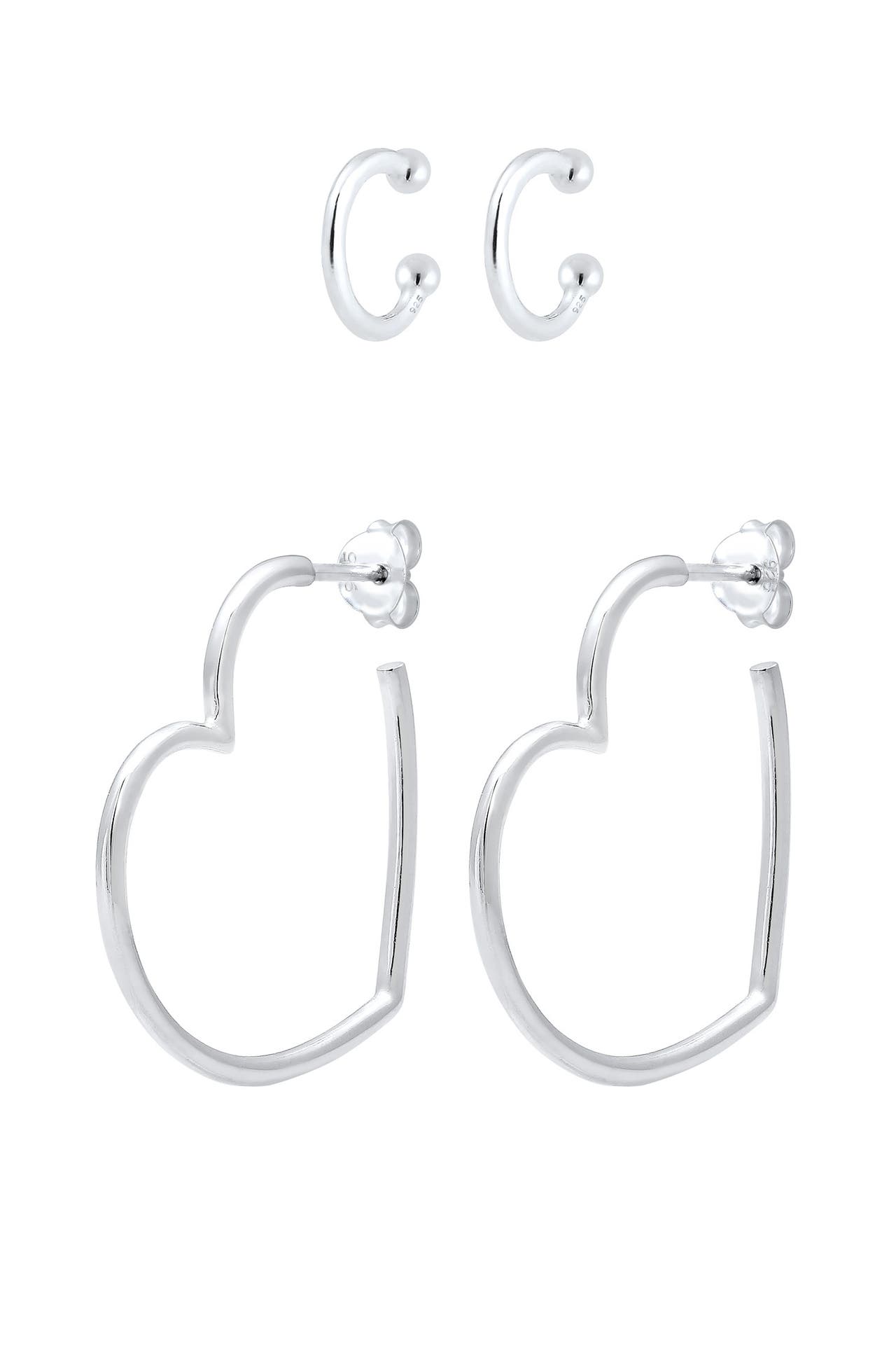 ELLI Ohrringe Creolen Earcuff Herz Liebe (2 tlg) 925 Silber Silber, Bild 1