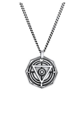KUZZOI Kette Herren Achteck Dreieck Kreis Symbol 925 Silber Schwarz