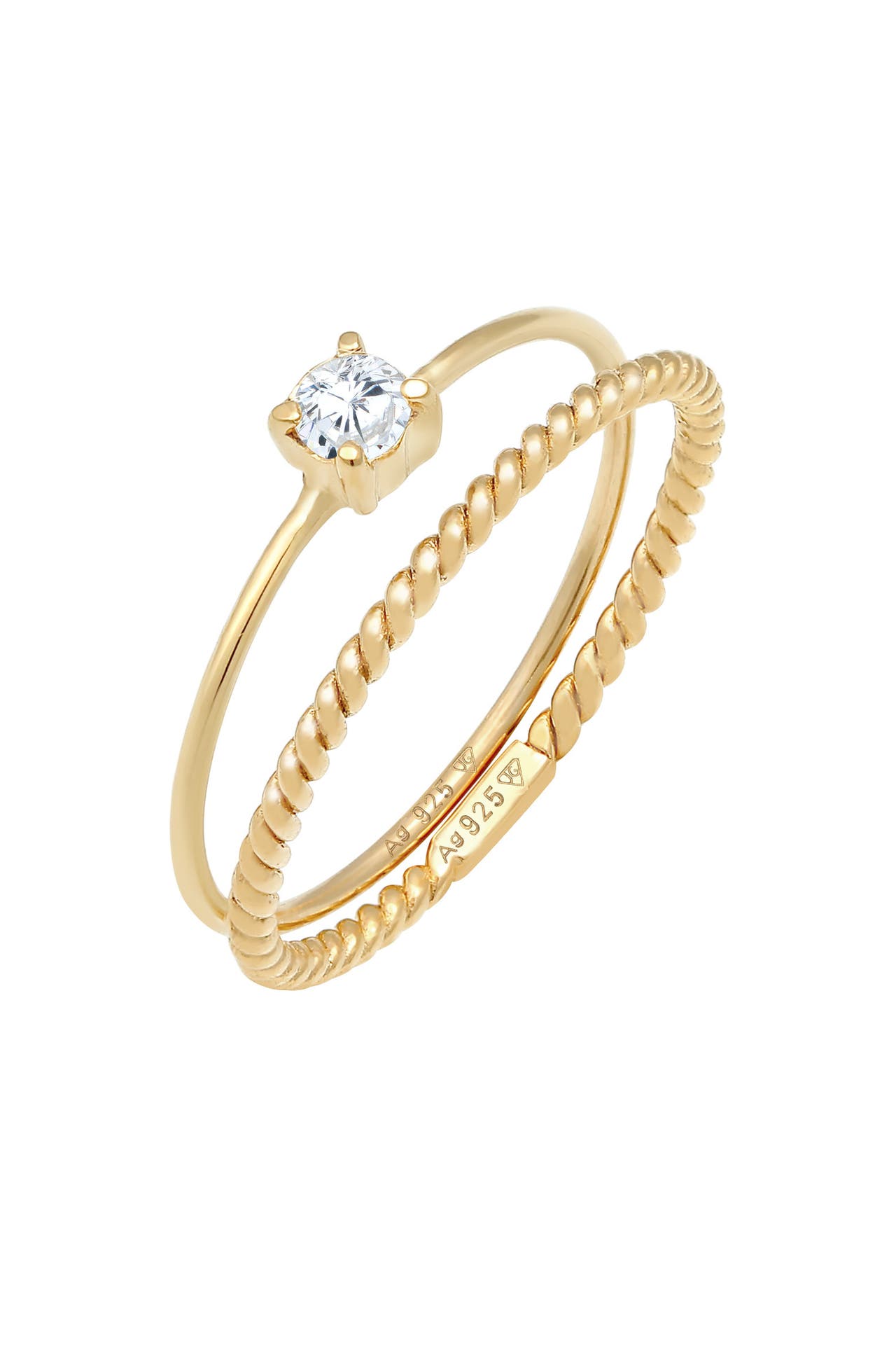 ELLI Ring Zirkonia 2er Set 925 Silber gold, Bild 1