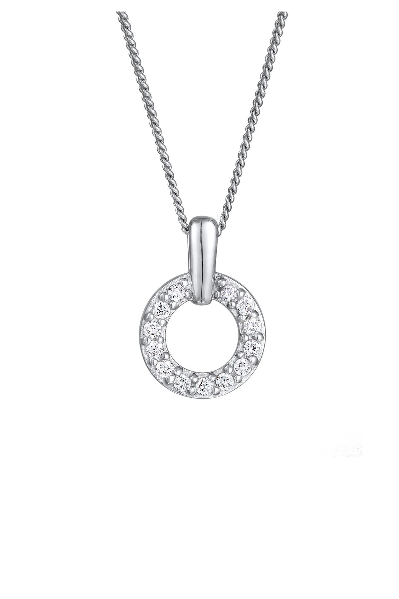 ELLI DIAMONDS Kette Kreis Anhänger Laborgezüchteter Diamanten Weiß (0.052 ct) 925 Sterling Silver Silber, Bild 1