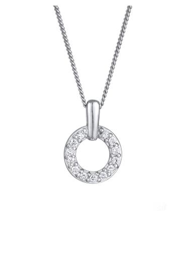 ELLI DIAMONDS Kette Kreis Anhänger Laborgezüchteter Diamanten Weiß (0.052 ct) 925 Sterling Silver Silber