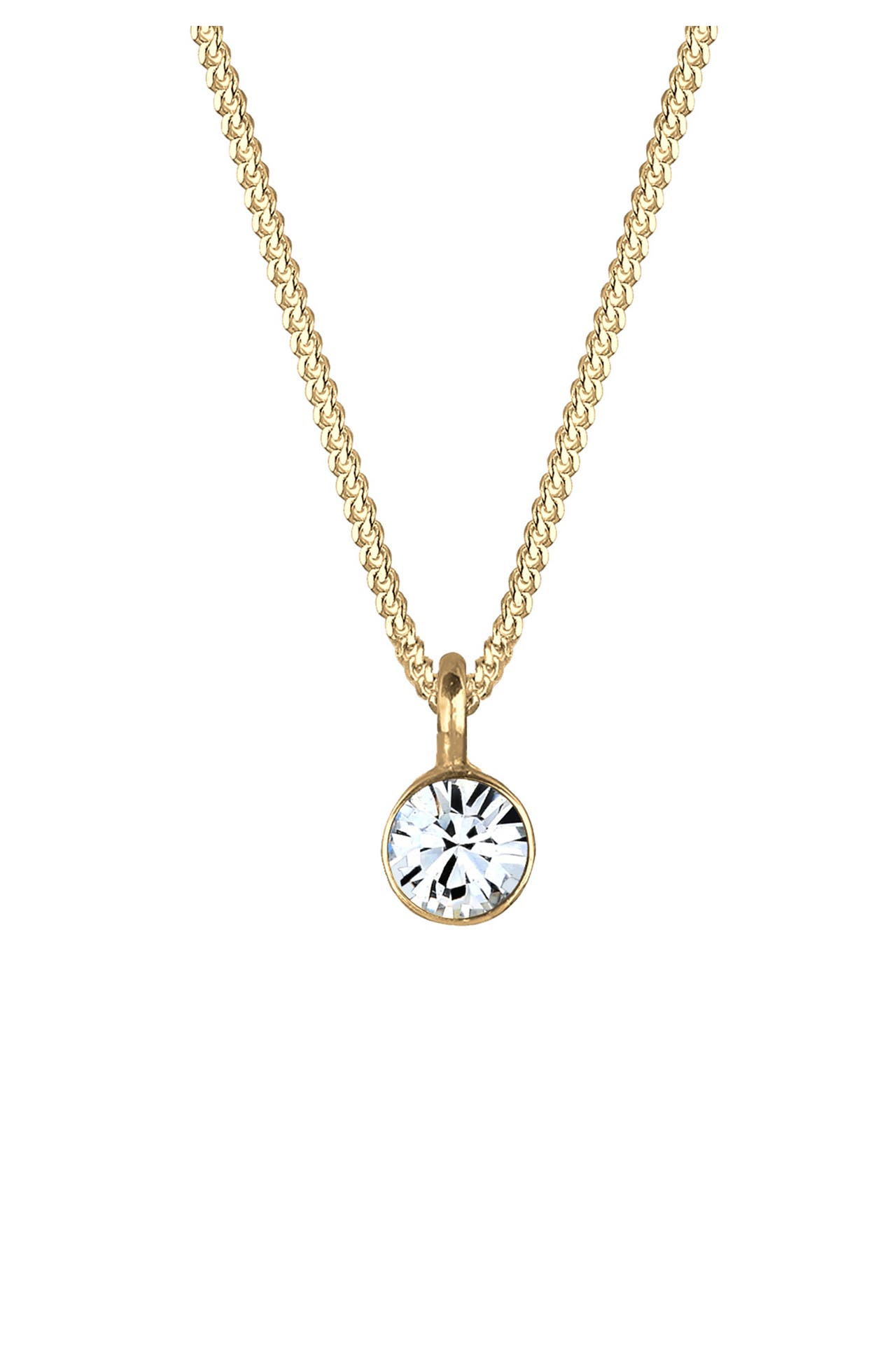 ELLI Kette Solitär Rund Schmuck Geschenk mit Kristallen von Swarovski® 925 Silber Gold, Bild 1