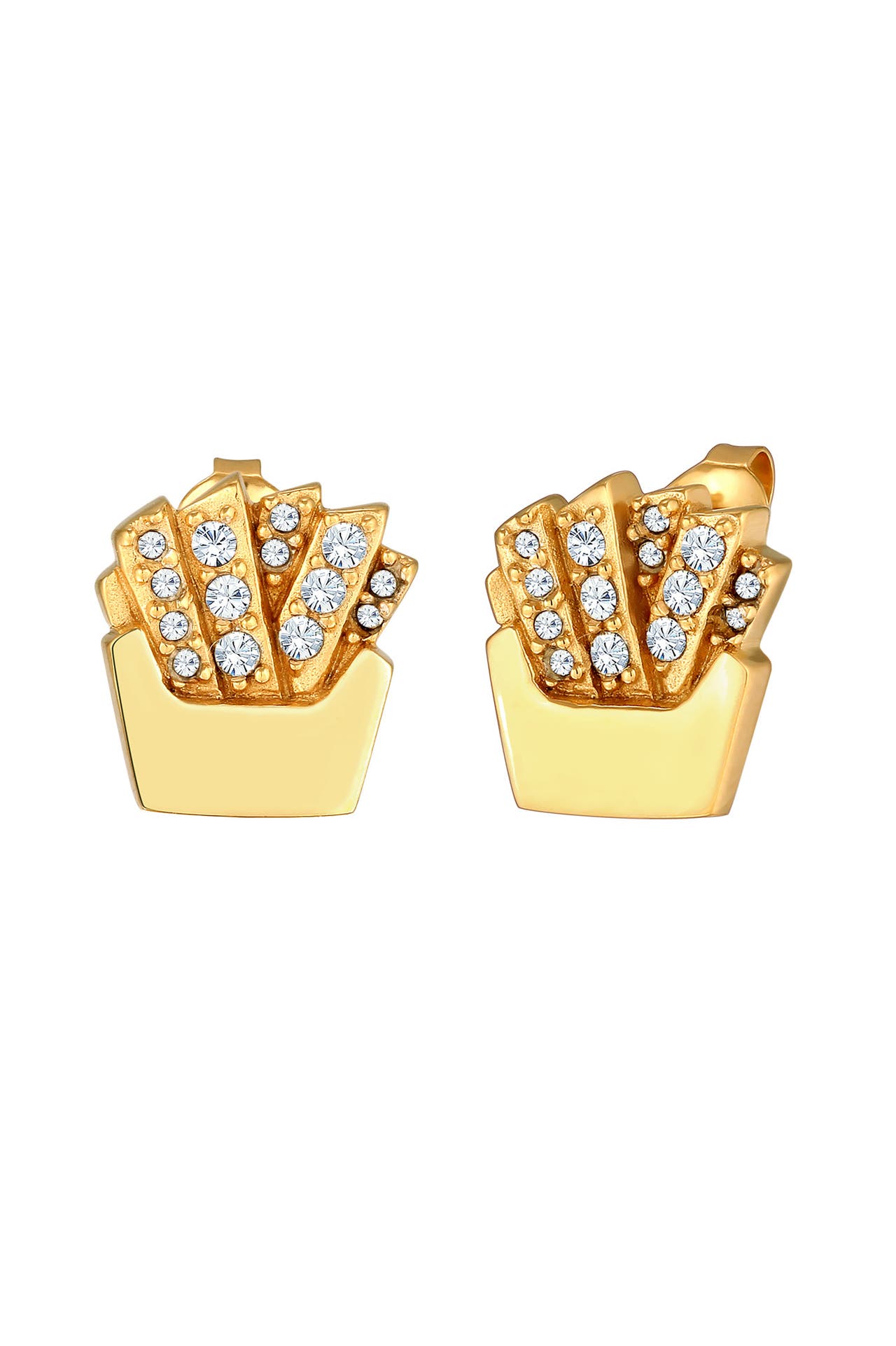 ELLI Ohrringe Ohrstecker Pommes Weiß 925 Sterling Silber vergoldet, mit Kristallen von Swarovski® Gold, Bild 1