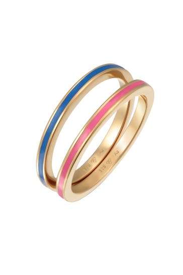 ELLI Ring Bandring Basic Emaille 2er Set 925 Silber Blau