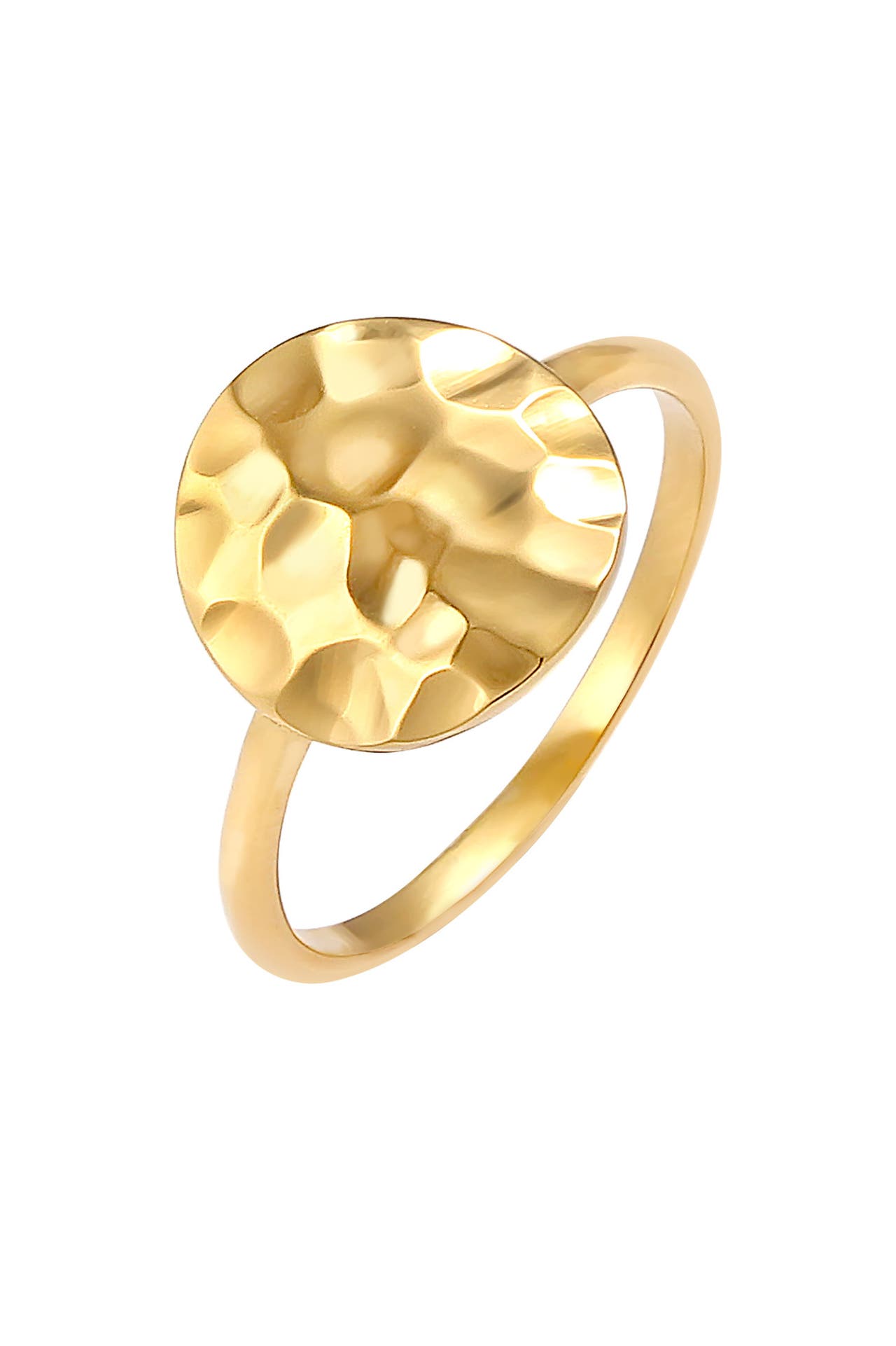 ELLI Ring Dot Plättchen Gehämmert 925 Silber Gold, Bild 1