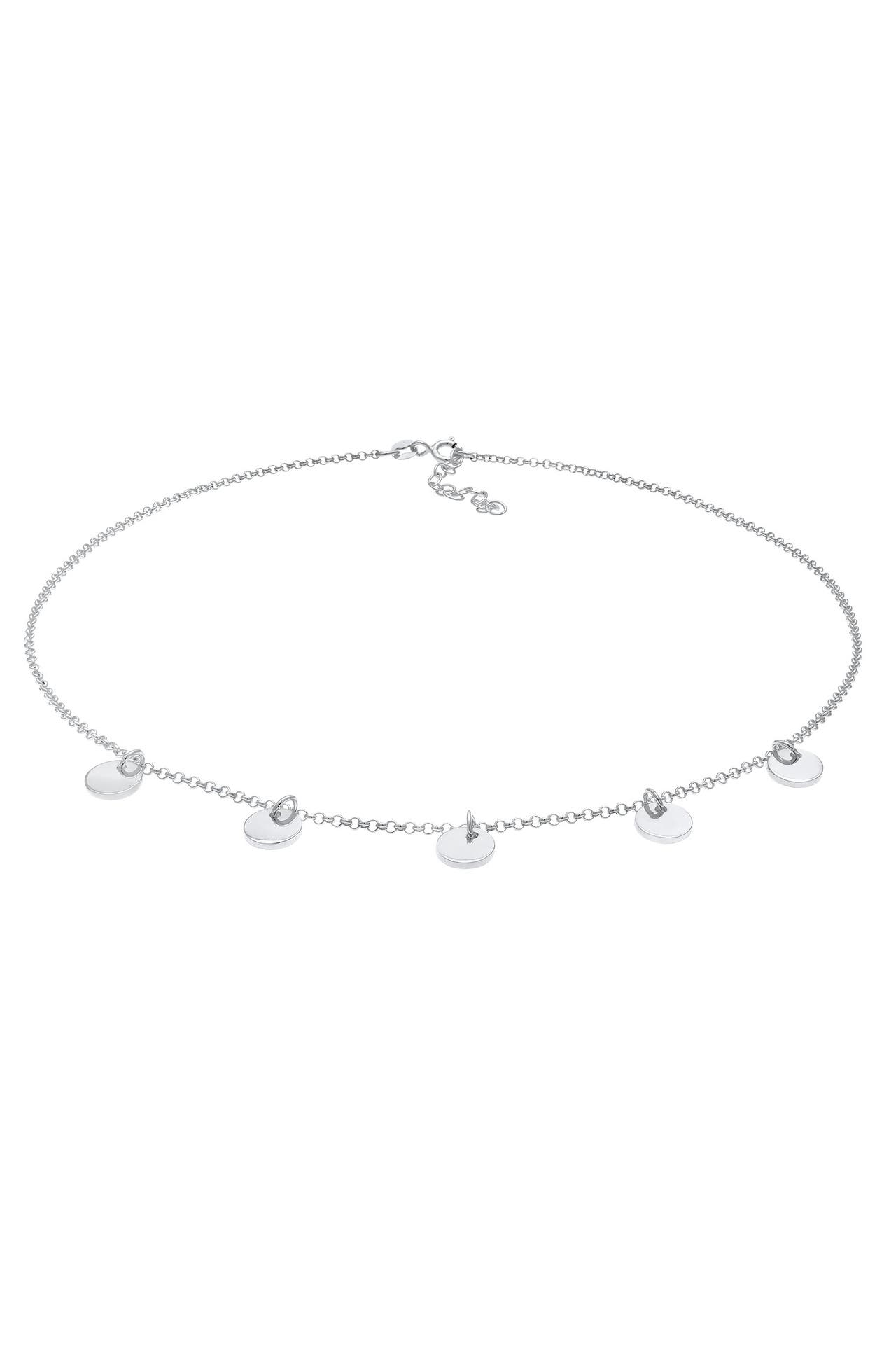 ELLI Kette Choker Kette Geo Plättchen Rund 925 Silber Silber, Bild 1