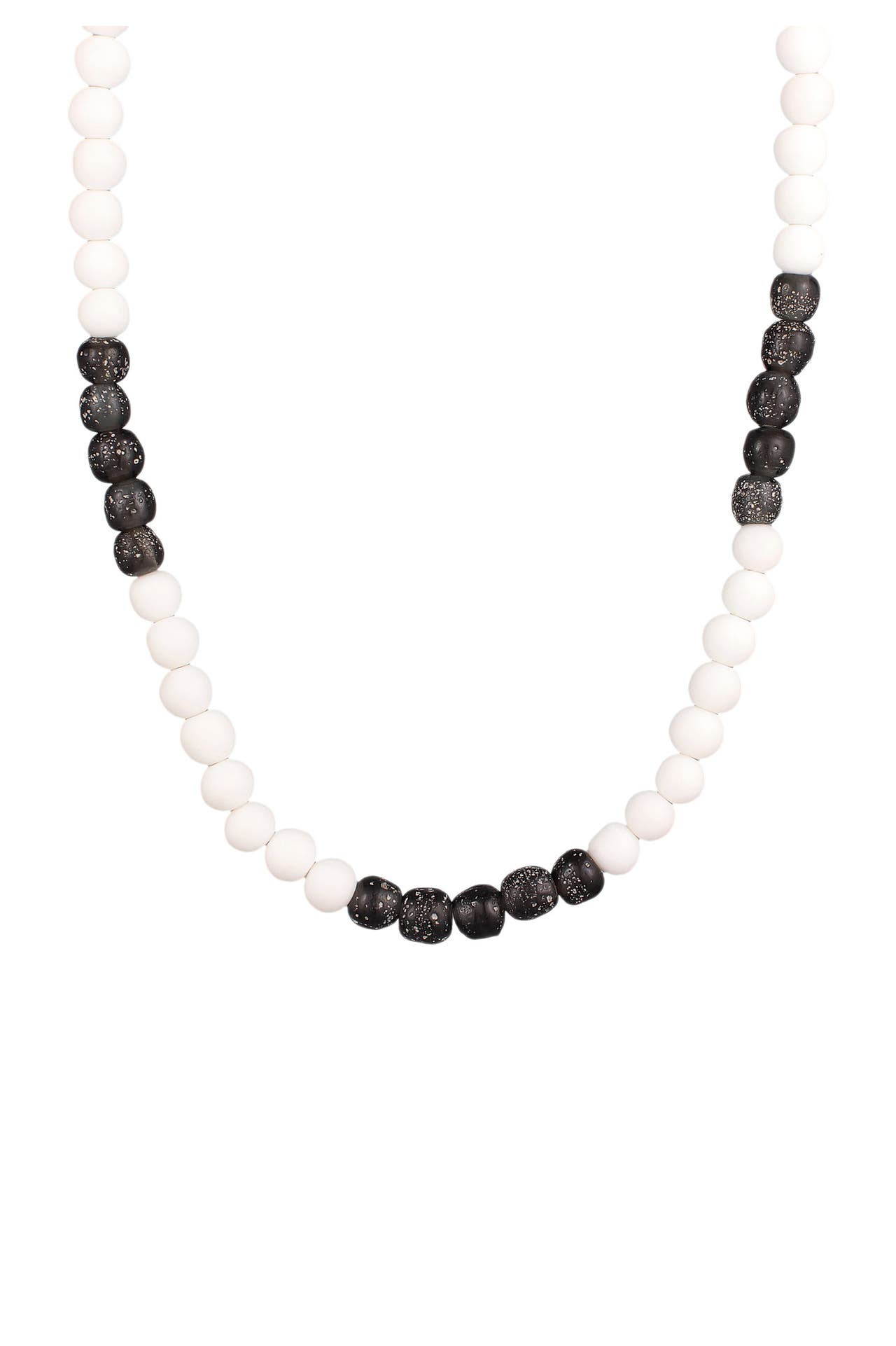 KUZZOI Kette Recycelte Glas Schwarz Weis Perlen Beads 925 Silber Weiß, Bild 1