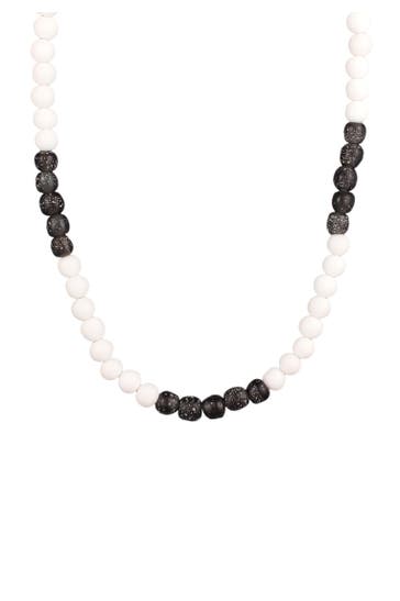 KUZZOI Kette Recycelte Glas Schwarz Weis Perlen Beads 925 Silber Weiß