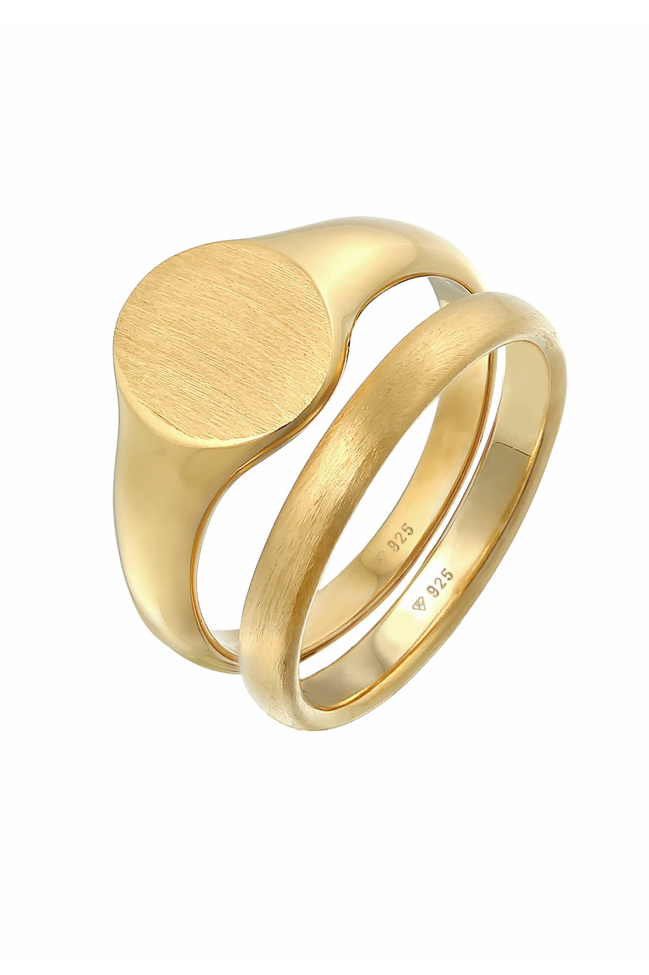 KUZZOI 2er Set Ring Siegelring Basic 925 Silber Gold, Bild 1