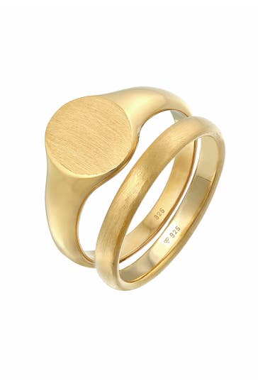 KUZZOI 2er Set Ring Siegelring Basic 925 Silber Gold