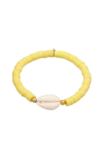 ELLI Armband Heishi Perlen Bunt Kauri Muschel 925 Silb Gelb