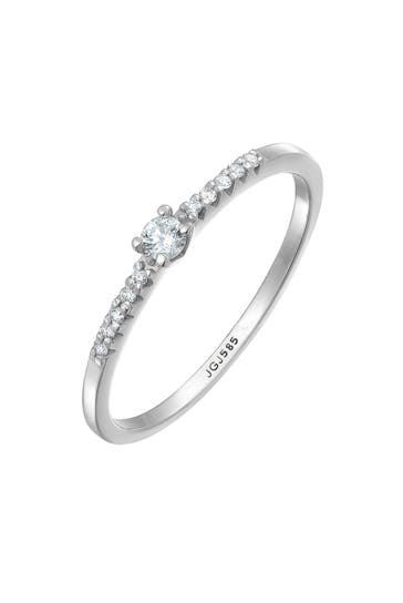 ELLI DIAMONDS Ring Diamant Verlobung Hochzeit (0.11 ct) 585 Weißgold Weiß