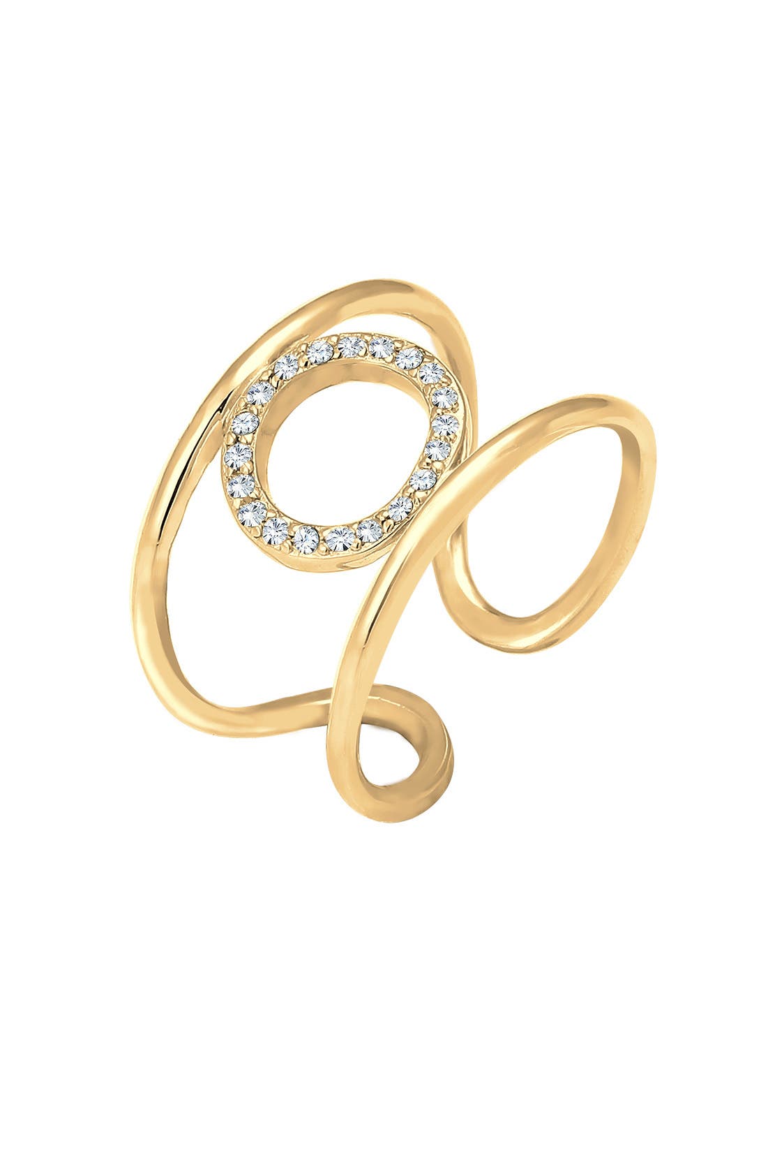 ELLI Ring Kreis Geo Kristalle Pretty 925 Silber Gold, Bild 1