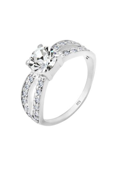ELLI Ring Solitär Glamourös 925 Silber, mit Kristallen von Swarovski® Silber