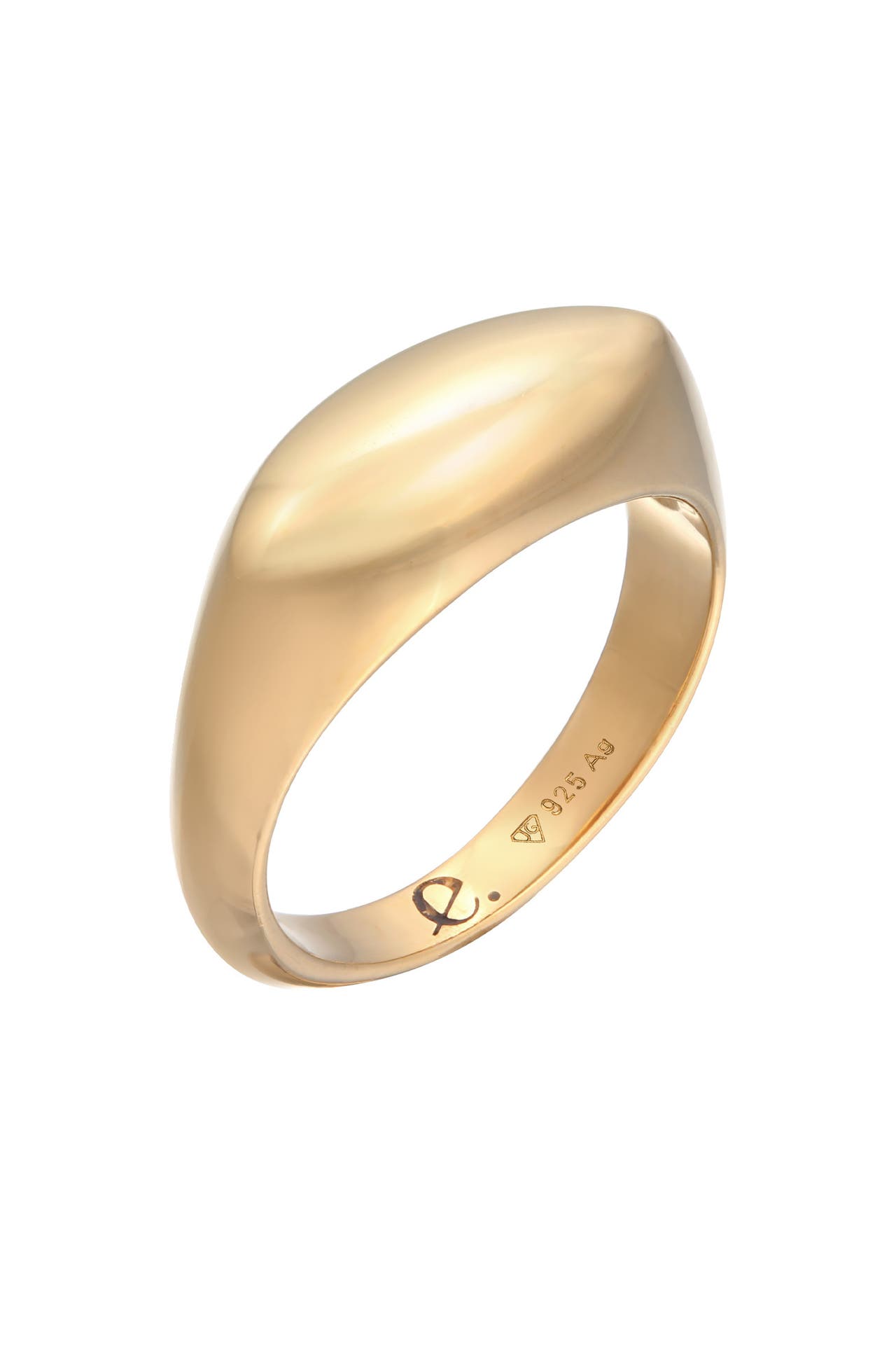 ELLI PREMIUM Ring Siegelring Marquise Design 925 Silber rhodiniert Gold, Bild 1