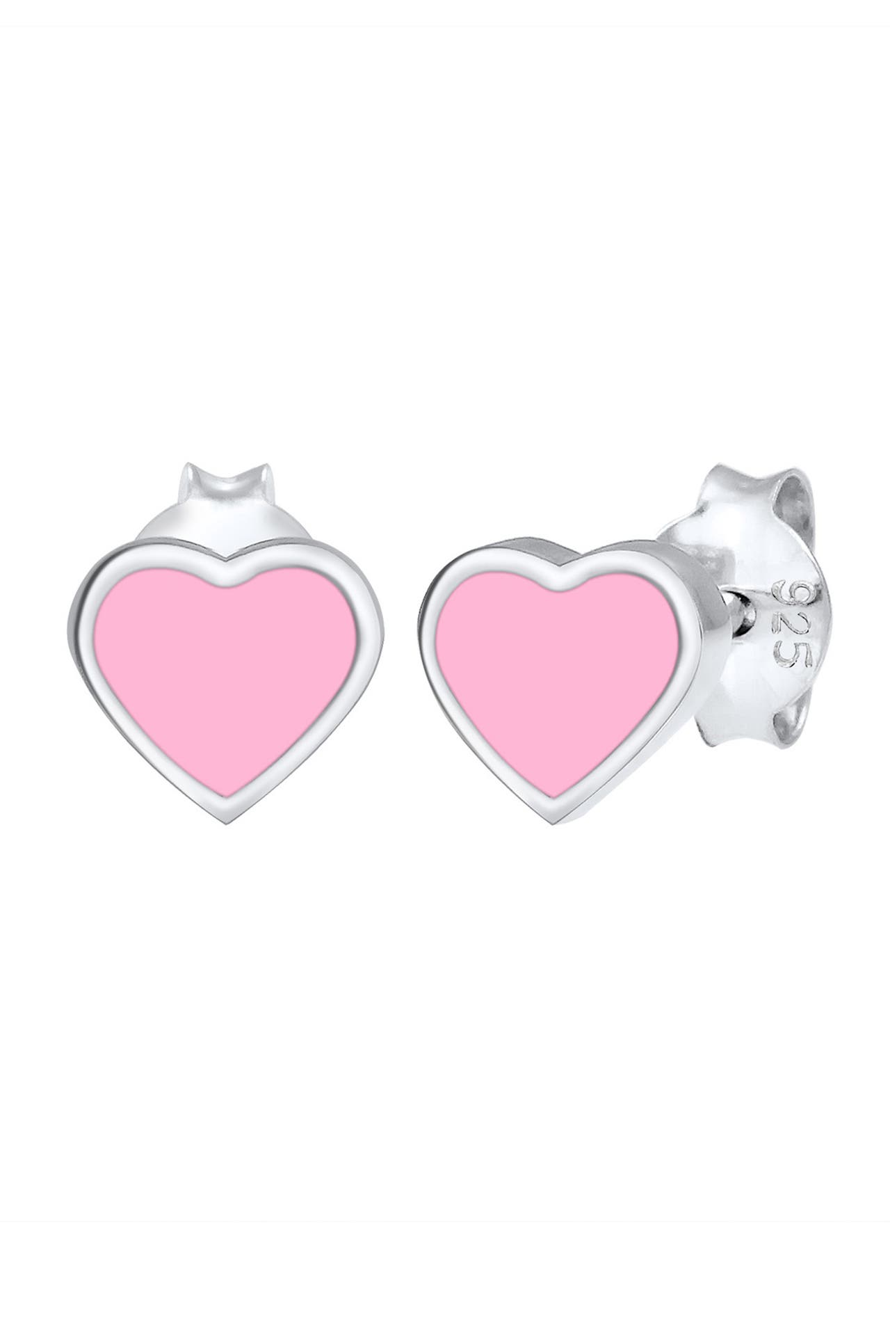 ELLI Ohrringe Kinder Herz Stecker Rosa Emaille 925 Silber, Bild 1