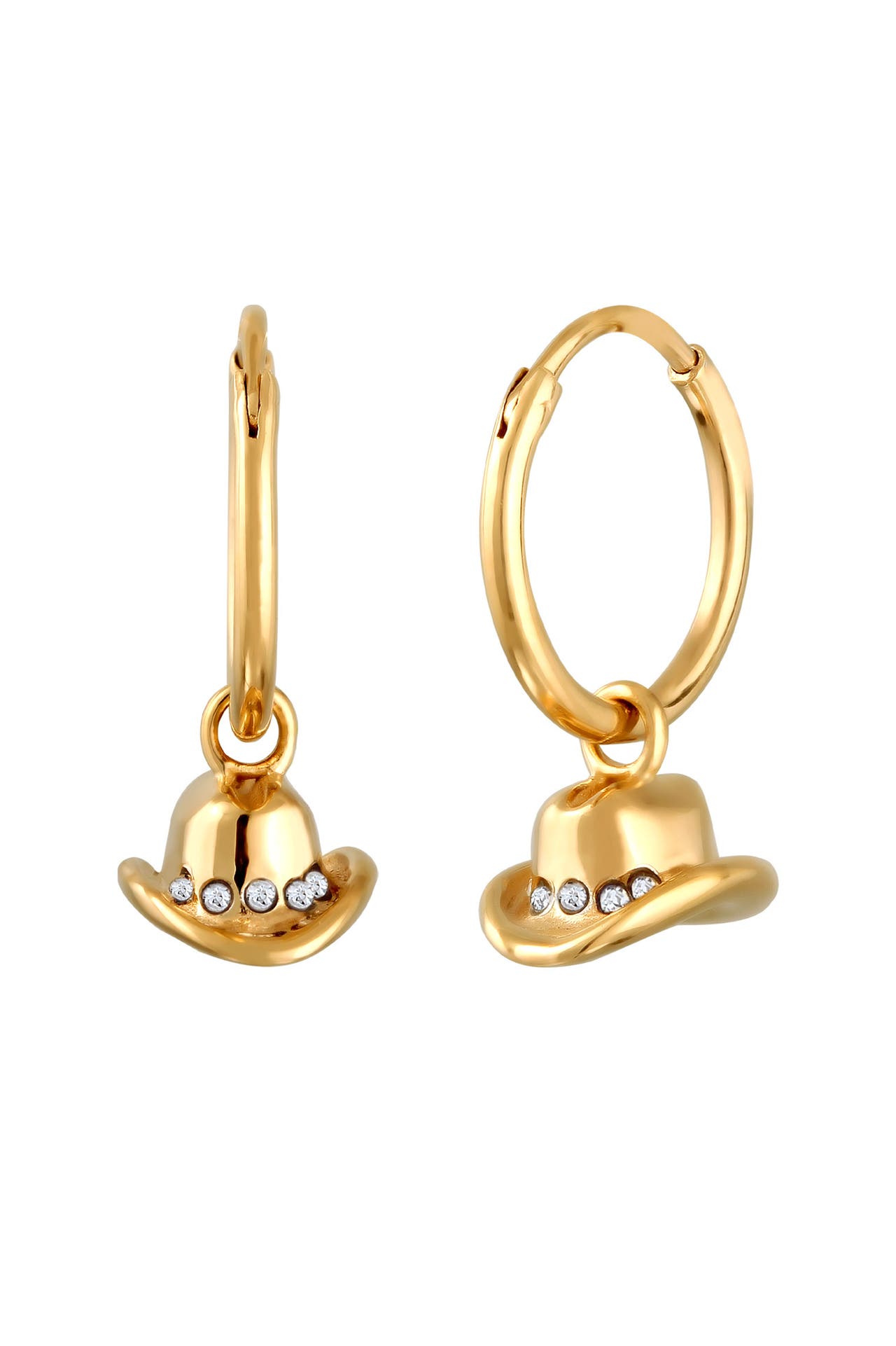 ELLI Ohrringe Cowboy Hut Weiß 925 Sterling Silber, mit Kristallen von Swarovski® Gold, Bild 1