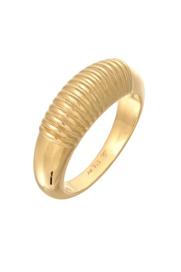 ELLI PREMIUM Ring Bandring Chunky Riffel 925 Silber Gold