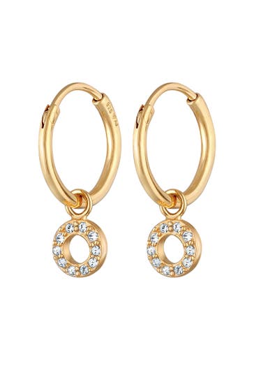ELLI Ohrringe Creolen Anhänger Rund 925 Silber, mit Kristallen von Swarovski® Gold