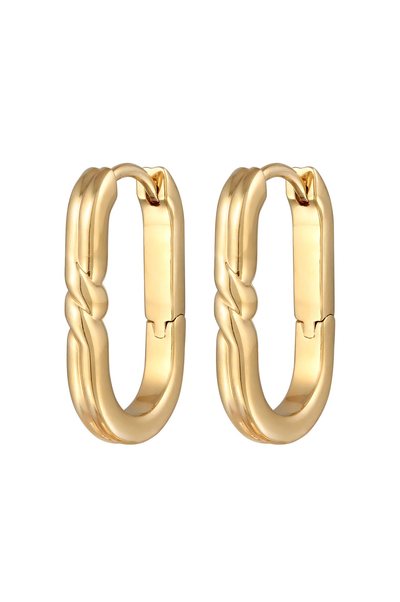 ELLI Ohrringe Creolen Scharnier Oval Modern Goldfarben Gold, Bild 1
