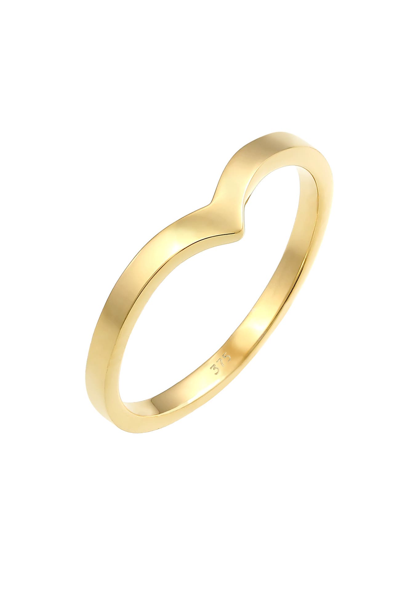 ELLI PREMIUM Ring V-Form Stapelring Geo Look Modern 375 Gelbgold Gold, Bild 1
