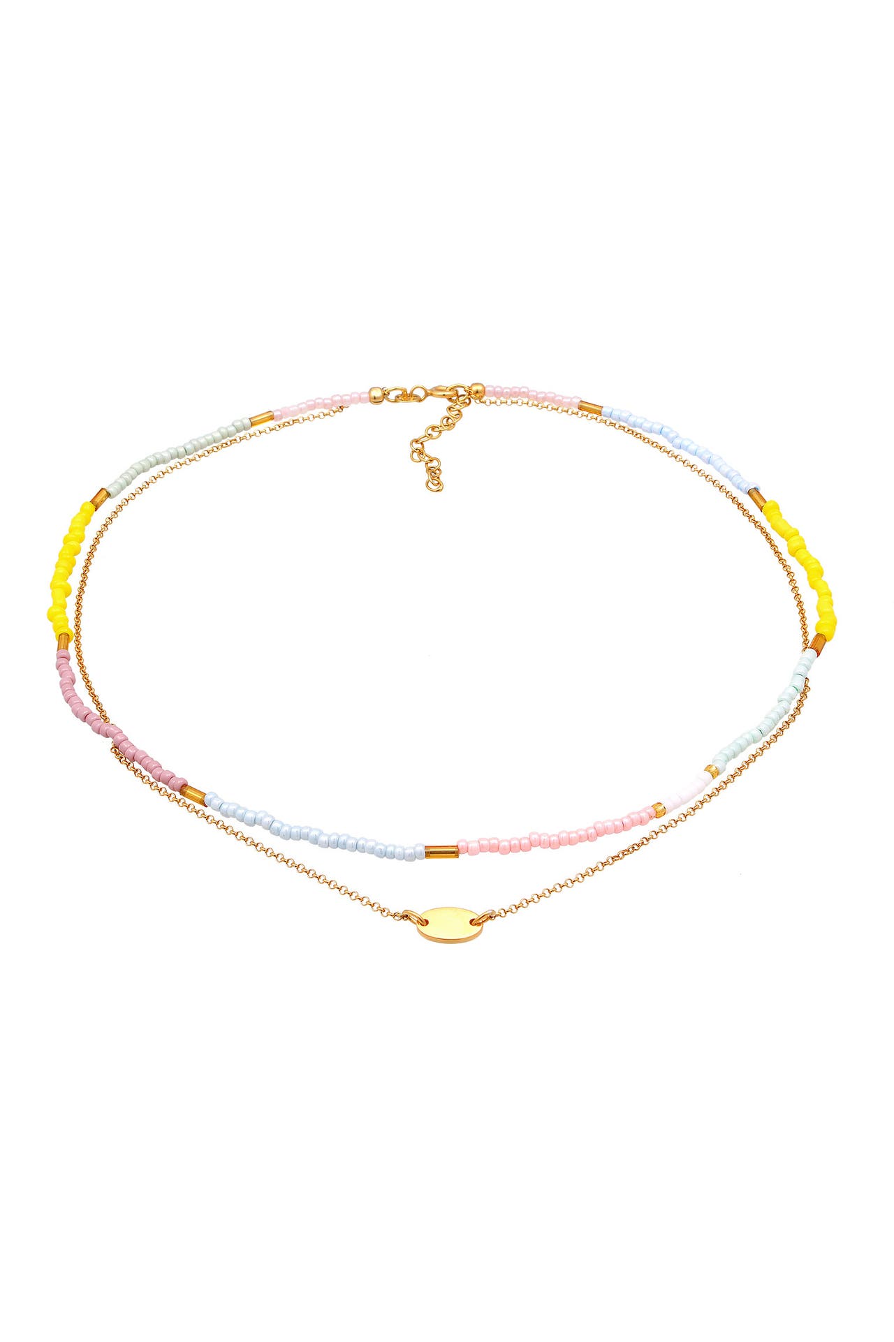 ELLI Kette Choker Layer Bead Pastell 925 Silber Gold, Bild 1