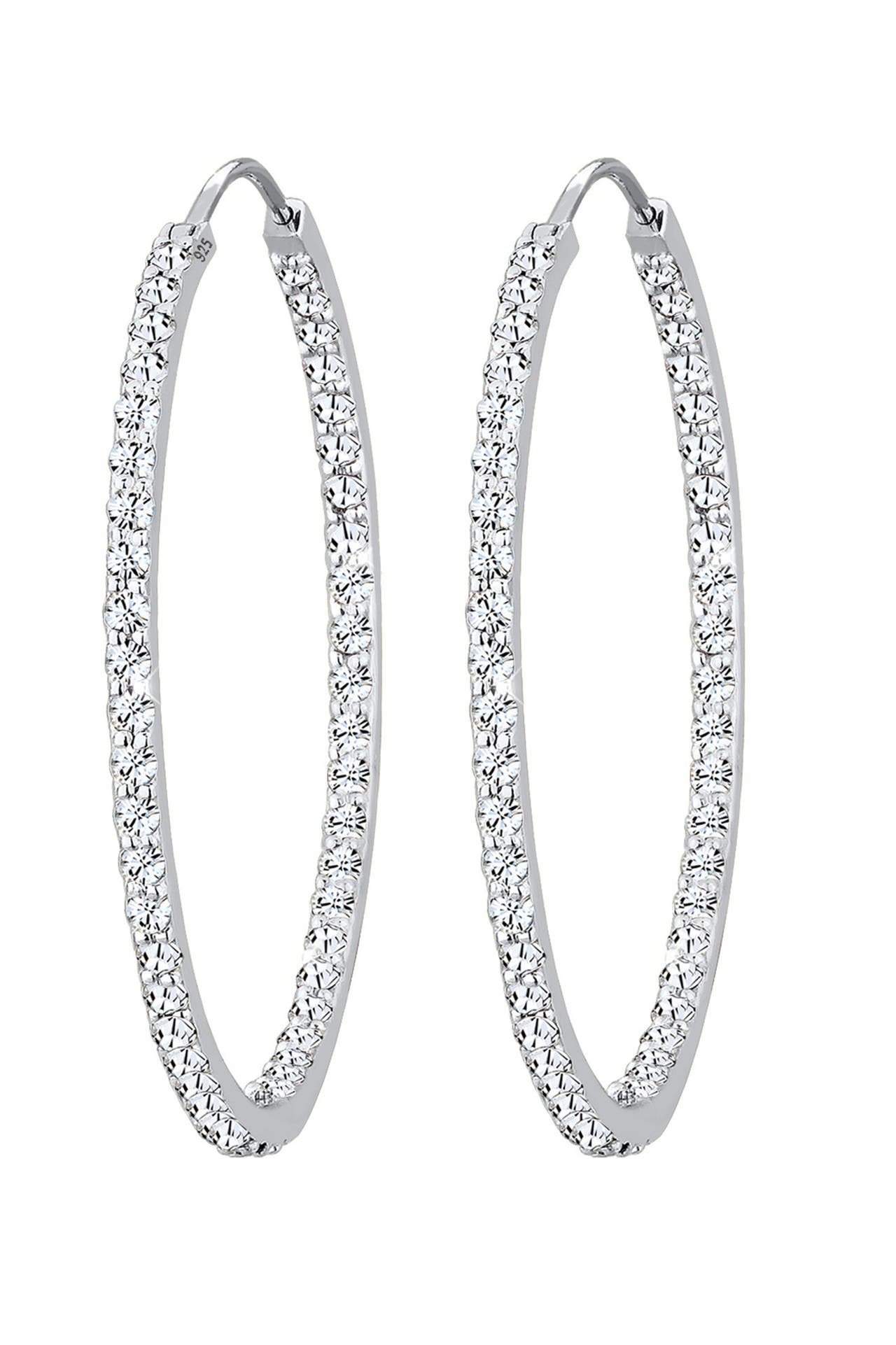 ELLI PREMIUM Ohrringe Creolen Weiß 925 Sterling Silber, mit Kristallen von Swarovski® Weiß, Bild 1