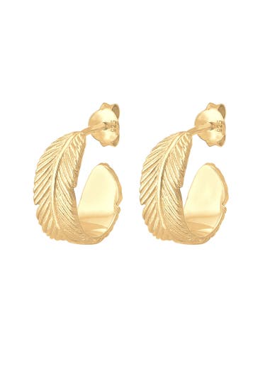 ELLI Ohrringe Creolen Hänger Feder Festival Trend 925er Silber Gold