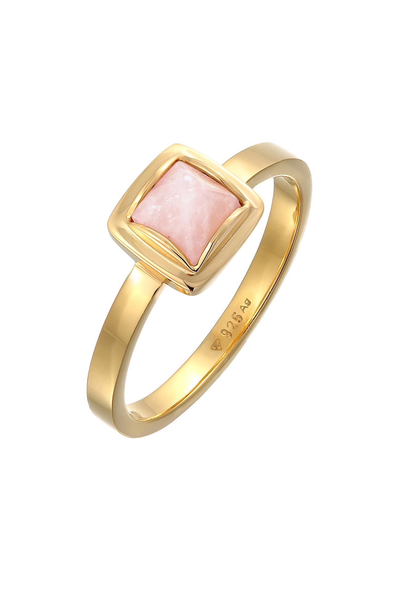 ELLI PREMIUM Ring Solitäre Rosa Quarz Pyramid 925 Silber Gold, Bild 1