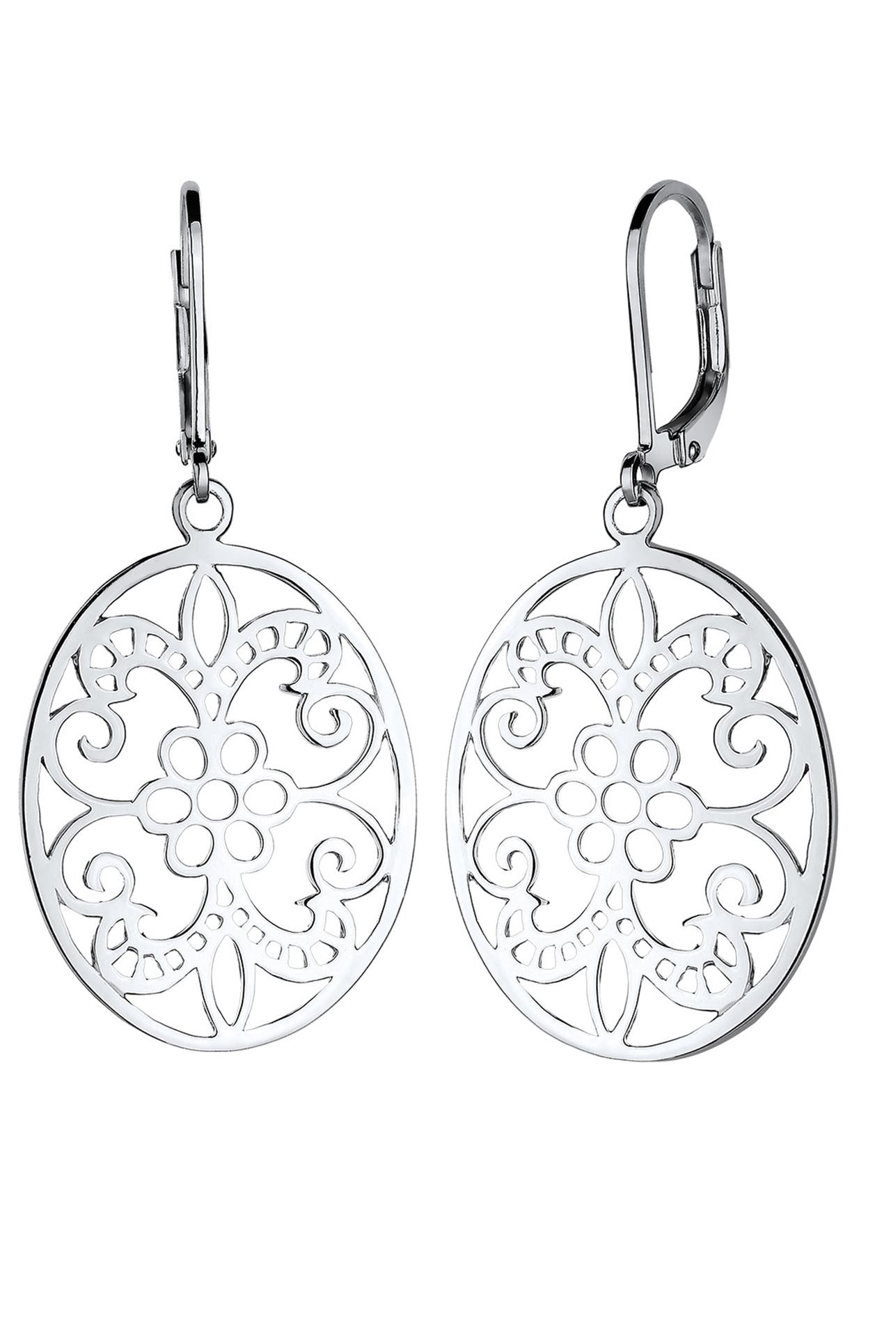 ELLI Ohrringe Ornament Blume Orientalisch Oval Schmuck Geschenk 925 Silber Silber, Bild 1