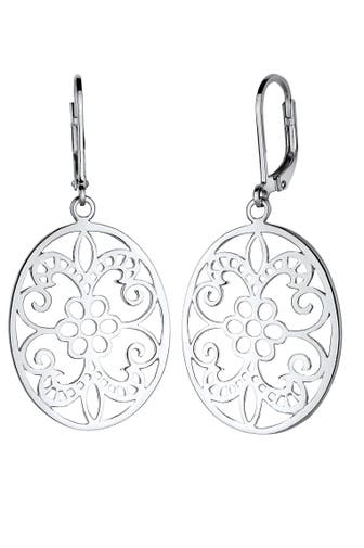ELLI Ohrringe Ornament Blume Orientalisch Oval Schmuck Geschenk 925 Silber Silber