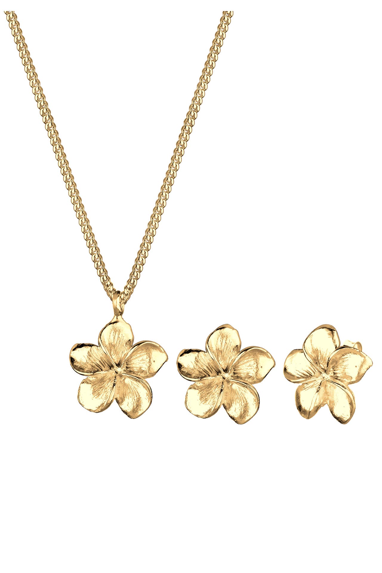 ELLI Schmuckset Frangipani Blüte 925 Sterling Silber Gold, Bild 1
